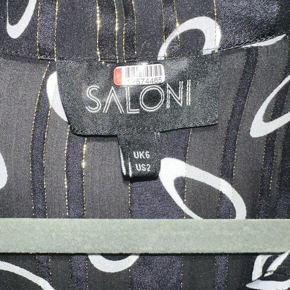 SALONI dress Raquel space dot midi long sleeve silk Read Description - Picture 7 of 9